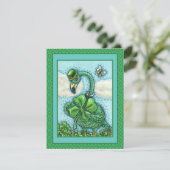 CARTES POUR FÊTES ANNUELLES FLAMANT ROSE VERT IRLANDAIS, HAPPY ST. PLAT DE LA (Debout devant)