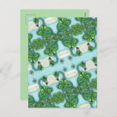 CARTES POUR FÊTES ANNUELLES FLAMANT ROSE VERT IRLANDAIS, MÊME HAPPY ST. JOUR D (Devant / Derrière)