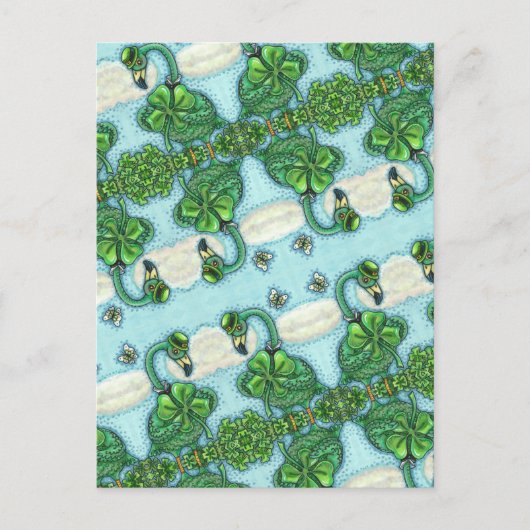 CARTES POUR FÊTES ANNUELLES FLAMANT ROSE VERT IRLANDAIS, MÊME HAPPY ST. JOUR D (Devant)