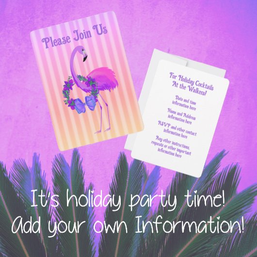 Cartes Pour Fêtes Annuelles Flamant rose violet tropical Noël personnalisé