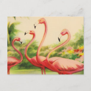 Cartes Pour Fêtes Annuelles Flamants Rétro