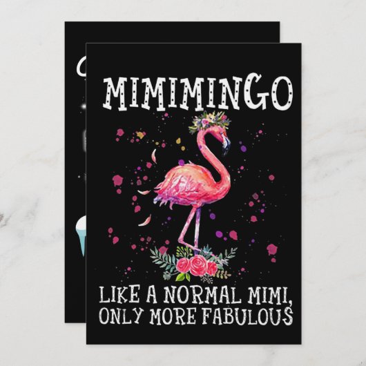 Cartes Pour Fêtes Annuelles Flamants roses | Mimimingo Comme Un Mimi Normal (Devant / Derrière)