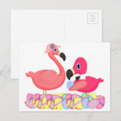 Cartes Pour Fêtes Annuelles Flamants roses roses de Pâques (Devant / Derrière)