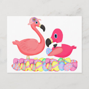 Cartes Pour Fêtes Annuelles Flamants roses roses de Pâques