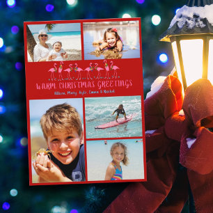 Cartes Pour Fêtes Annuelles Flamants roses Tropical Christmas Photo Collage Ca