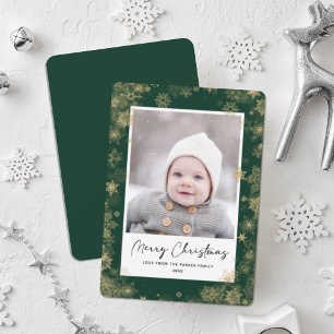 Cartes Pour Fêtes Annuelles Flambeaux d'hiver de Noël Photo Gold Elegant