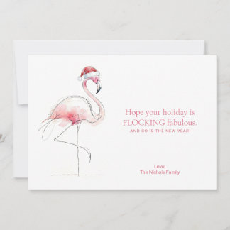 Cartes Pour Fêtes Annuelles FLAMINGO CHRISTMAS CARD Pink Florida Holiday Card