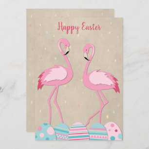 Cartes Pour Fêtes Annuelles Flamingo de Pâques et oeufs peints