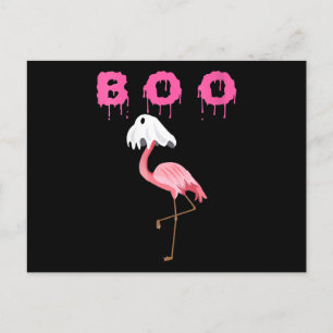 Cartes Pour Fêtes Annuelles Flamingo   Femme Flamingo Boo Fantôme Halloween