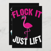 Cartes Pour Fêtes Annuelles Flamingo | Flamingo Weightlifting (Devant / Derrière)