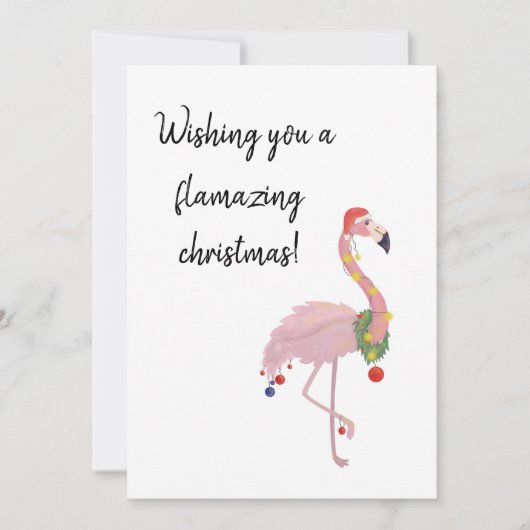 Cartes Pour Fêtes Annuelles flamingo pun joyeux Noël (Devant)