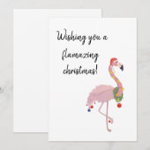 Cartes Pour Fêtes Annuelles flamingo pun joyeux Noël (Devant / Derrière)