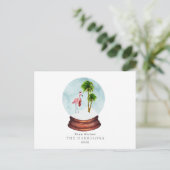 Cartes Pour Fêtes Annuelles Flamingo Vœux Chaleureux Boule à Neige Noël Fêtes (Debout devant)