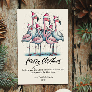 Cartes Pour Fêtes Annuelles Flamingos Modernes Amoureux des Animaux de Compagn