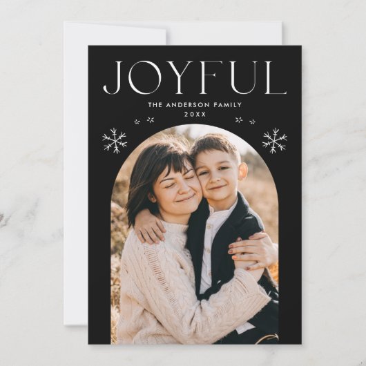 Cartes Pour Fêtes Annuelles Flamme de neige Joyeuse moderne Arche noire Photo (Devant)