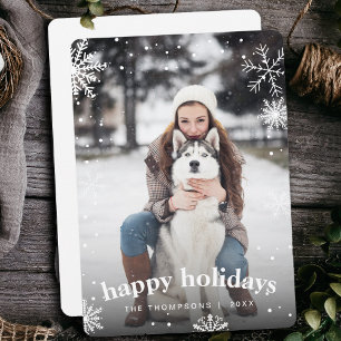 Cartes Pour Fêtes Annuelles Flamme de neige moderne Famille Noël 2024 Photo