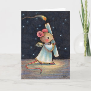 Cartes Pour Fêtes Annuelles Flamme minuscule - Joli Noël Angel Mouse Art