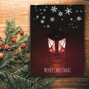 Cartes Pour Fêtes Annuelles Flammes de neige à lanterne à bougies Noël