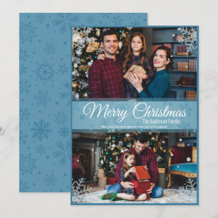 Cartes Pour Fêtes Annuelles Flammes de neige de Noël en hiver Cadre bleu 2 Pho