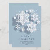 Cartes Pour Fêtes Annuelles Flammes de neige modernes et élégantes Salutation (Devant / Derrière)