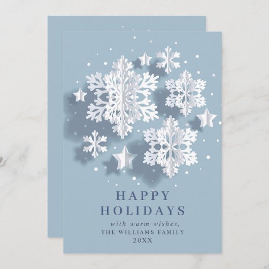 Cartes Pour Fêtes Annuelles Flammes de neige modernes et élégantes Salutation (Devant / Derrière)