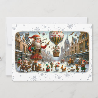 Cartes Pour Fêtes Annuelles Flat Card Merry Christmas 021(ElfSanta)