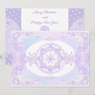 CARTES POUR FÊTES ANNUELLES FLCON NEIGE LEGER ET COEUR BRILLANT VIOLET