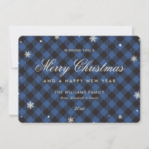Cartes Pour Fêtes Annuelles Fléau de neige Plaid de Buffalo Bleu