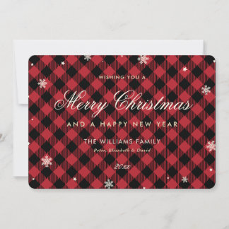 Cartes Pour Fêtes Annuelles Fléau de neige Plaid de Buffalo Rouge