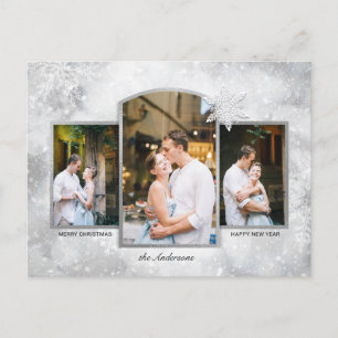 Cartes Pour Fêtes Annuelles Fléaux de neige en argent brillant magique 3 photo