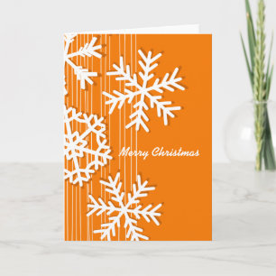 Cartes Pour Fêtes Annuelles Flèche de neige blanche de Noël orange et blanc mo