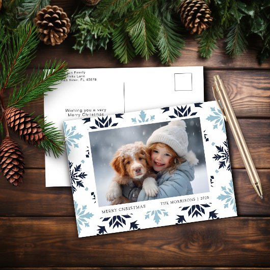 Cartes Pour Fêtes Annuelles Flèche de neige bleu clair