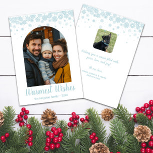 Cartes Pour Fêtes Annuelles Flèche de neige bleu minimaliste photo en arc