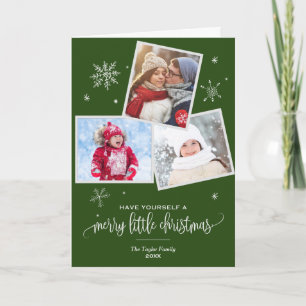 Cartes Pour Fêtes Annuelles Flèche de neige verte 3 Photo de Noël