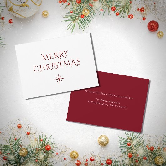 Cartes Pour Fêtes Annuelles Flèche-neige de Noël simple Rouge Blanc