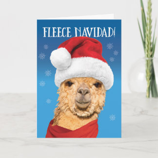 Cartes Pour Fêtes Annuelles Fleece Navidad Cute Alpaca à Santa Hat Noël
