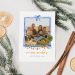 Cartes Pour Fêtes Annuelles Fleur botanique de Noël Citrus | Photo de vacances<br><div class="desc">Envoyez vos salutations de vacances dans le style avec cette carte photo de Noël aux agrumes simples et sucrées. Espace pour une autre de vos photos préférées et un message personnalisé au dos. Découvrez la beauté captivante des vacances avec une palette de couleurs turquoise foncé, vert sauge, orange, pêche et...</div>