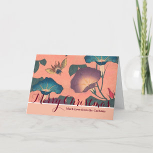 Cartes Pour Fêtes Annuelles Fleur d'abeille rose classique Hokusai Art