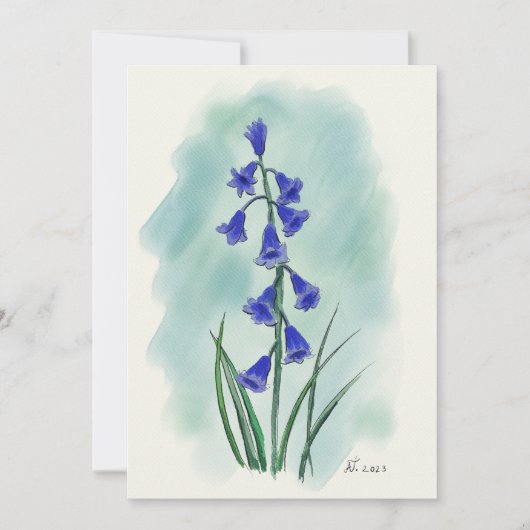 Cartes Pour Fêtes Annuelles Fleur d'aquarelle Blue Bell (Devant)