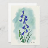 Cartes Pour Fêtes Annuelles Fleur d'aquarelle Blue Bell (Devant / Derrière)
