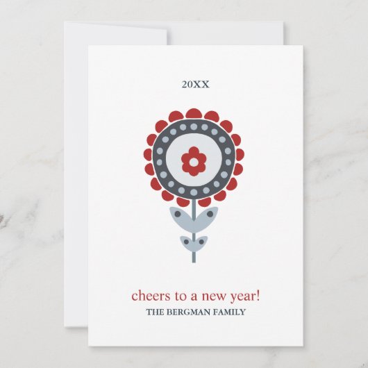 Cartes Pour Fêtes Annuelles Fleur d'art populaire scandinave Deux photos de No (Devant)