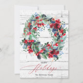 Cartes Pour Fêtes Annuelles Fleur de bois rustique rouge fleur de Noël wreath  (Devant)