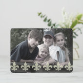 Cartes Pour Fêtes Annuelles Fleur de Lis Pattern Double Sided Photo Card (Debout devant)