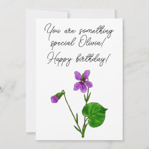 Cartes Pour Fêtes Annuelles Fleur de naissance de février Aquarelle violet min