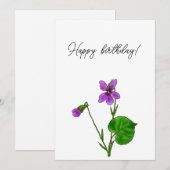 Cartes Pour Fêtes Annuelles Fleur de naissance de février Aquarelle violet min (Devant / Derrière)