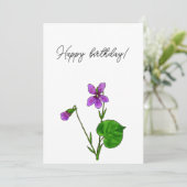 Cartes Pour Fêtes Annuelles Fleur de naissance de février Aquarelle violet min (Debout devant)