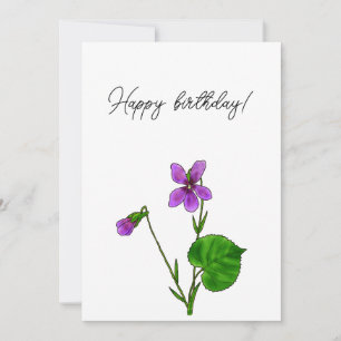 Cartes Pour Fêtes Annuelles Fleur de naissance de février Aquarelle violet min