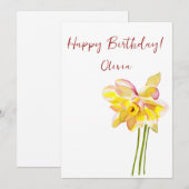 Cartes Pour Fêtes Annuelles Fleur de naissance de mars Aquarelle Daffodique Mi (Devant / Derrière)