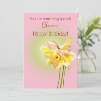 Cartes Pour Fêtes Annuelles Fleur de naissance de mars Aquarelle Daffodique Mi