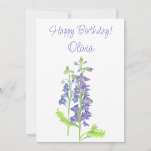 Cartes Pour Fêtes Annuelles Fleur de naissance juillet Larkspur Aquarelle Flor
